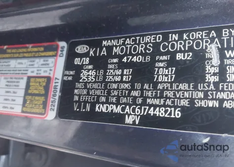 2018 Kia Sportage Lx z USA, uszkodzony, nr VIN KNDPMCAC6J7448216